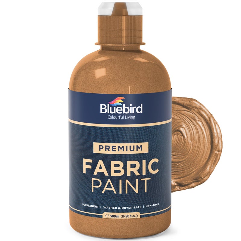 BLUEBIRD Fabric Paint, Copper Brown, 16.9 Fl Oz, Permanent Fabric Paints for Clothes, Furniture Upholstery - Image 1